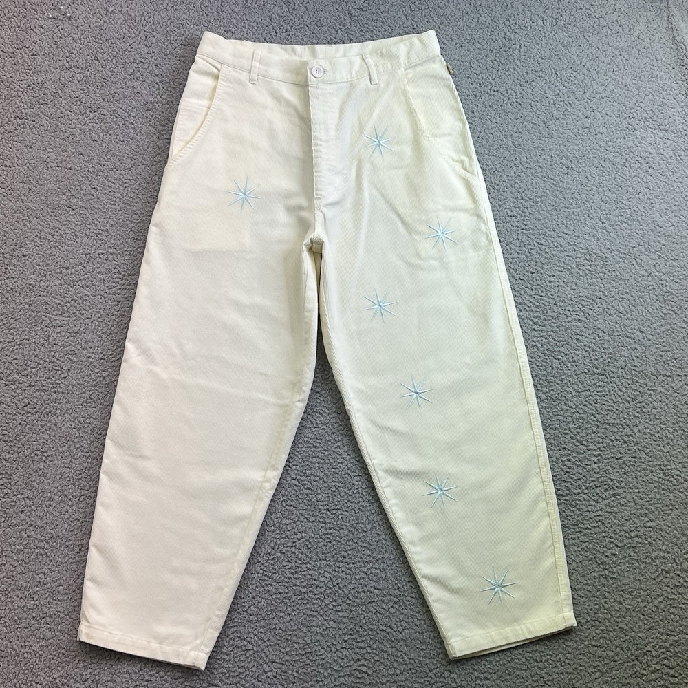 FLAN Constellation Women's Wide Leg Pale Yellow Corduroy Pants Sz Med